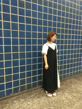 「TODAY'S SPECIAL（トゥデイズスペシャル）のMARCHE BAG/マルシェバッグ（エコバッグ/サブバッグ）」を使った、pixyon*さん（レディース・153cm）の夏コーディネート