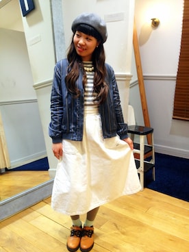 「So 1:1（ソウワンバイワン）のアイテム（ブルゾン）」を使った、つなしまあゆみさん（レディース・153cm）の冬コーディネート
