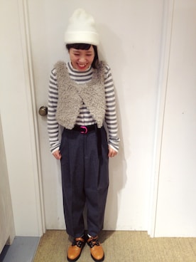 「オールグレー」｜「アイテム（キャミソール）」を使った、つなしまあゆみさん（レディース・153cm）の秋コーディネート