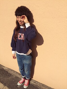 「スウェット×シャツ」｜つなしまあゆみさん（レディース・153cm）の冬コーディネート