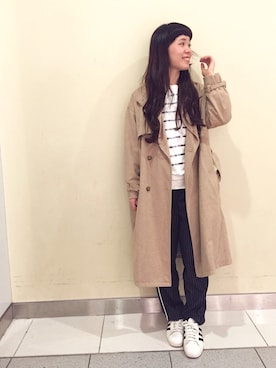 「Steven Alan（スティーブンアラン）のアイテム（トレンチコート）」を使った、つなしまあゆみさん（レディース・153cm）の冬コーディネート