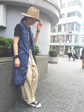 「FWK by engineered garments（エフダブリューケイバイエンジニアドガーメンツ）のアイテム（ワンピース/ドレス）」を使った、つなしまあゆみさん（レディース・153cm）の春コーディネート
