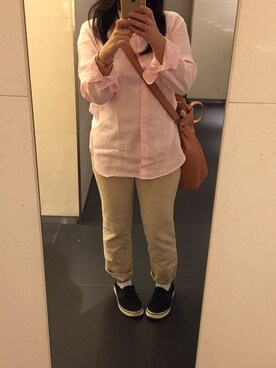 「アイテム（トートバッグ、オレンジ系）」を使った、あきこさん（レディース・151cm）の夏コーディネート