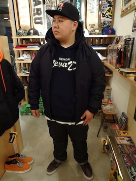 「Back Channel（バックチャンネル）のアイテム（マウンテンパーカー）」を使った、ブラックストアさん（メンズ・169cm）の秋コーディネート