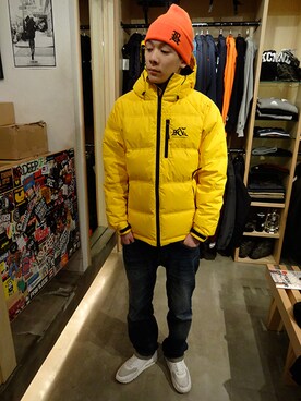 「Back Channel（バックチャンネル）のアイテム（ダウンジャケット/コート）」を使った、ブラックストアさん（メンズ・177cm）の冬コーディネート