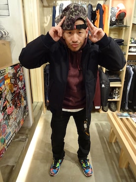 「Back Channel（バックチャンネル）のアイテム（その他アウター）」を使った、ブラックストアさん（メンズ・170cm）の冬コーディネート