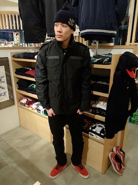 「 BEANIE」｜ブラックストアさん（メンズ・175cm）の冬コーディネート