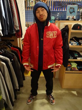 「santastic!」｜「アイテム（ジャケット/アウター）」を使った、ブラックストアさん（メンズ・170cm）の冬コーディネート