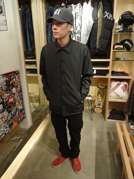 「APPLEBUM」｜「アイテム（ナイロンジャケット）」を使った、ブラックストアさん（メンズ・176cm）の秋コーディネート