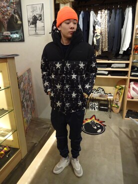 「APPLEBUM」｜「アイテム（ダウンジャケット/コート）」を使った、ブラックストアさん（メンズ・176cm）の冬コーディネート