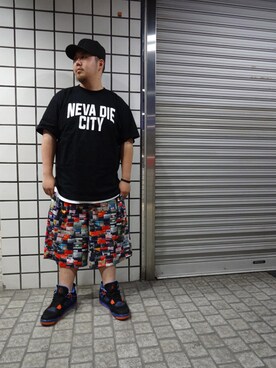 「cassettepunch.（カセットパンチ）のアイテム（トップス）」を使った、ブラックストアさん（メンズ・167cm）の夏コーディネート