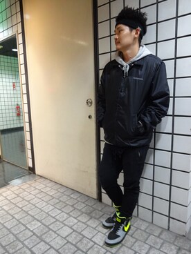 「cassettepunch.（カセットパンチ）のアイテム（ジャケット/アウター）」を使った、ブラックストアさん（メンズ・162cm）の秋コーディネート