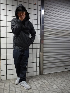 「APPLEBUM」｜「アイテム（ナイロンジャケット）」を使った、ブラックストアさん（メンズ・178cm）の秋コーディネート