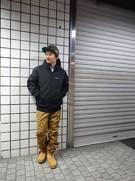 「Back Channel（バックチャンネル）のアイテム（その他アウター）」を使った、ブラックストアさん（メンズ・162cm）の冬コーディネート