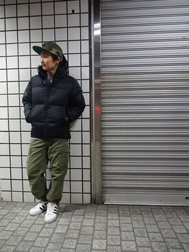 「Back Channel（バックチャンネル）のアイテム（ダウンジャケット/コート）」を使った、ブラックストアさん（メンズ・162cm）の冬コーディネート