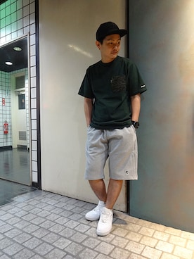 「Back Channel（バックチャンネル）のアイテム（キャップ）」を使った、ブラックストアさん（メンズ・162cm）の春コーディネート