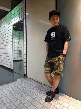「Back Channel（バックチャンネル）のアイテム（キャップ）」を使った、ブラックストアさん（メンズ・162cm）の春コーディネート