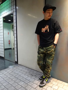 「Back Channel（バックチャンネル）のアイテム（キャップ）」を使った、ブラックストアさん（メンズ・162cm）の夏コーディネート