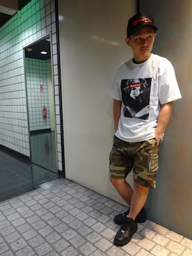 「DOUBLE HARD（ダブルハード）のアイテム」を使った、ブラックストアさん（メンズ・162cm）の夏コーディネート