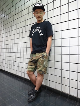 「 Tシャツ」｜ブラックストアさん（メンズ・162cm）の夏コーディネート