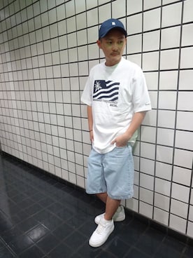 「 Tシャツ」｜ブラックストアさん（メンズ・162cm）の夏コーディネート