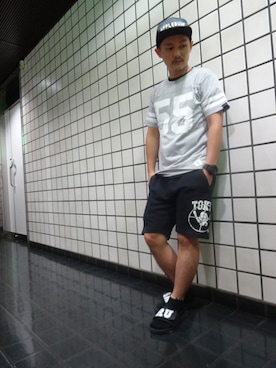「 Tシャツ」｜ブラックストアさん（メンズ・162cm）の夏コーディネート