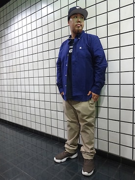 「Back Channel（バックチャンネル）のアイテム（キャップ）」を使った、ブラックストアさん（メンズ・167cm）の秋コーディネート