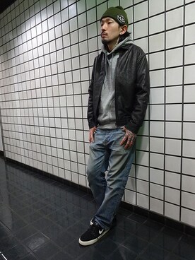 「APPLEBUM」｜「アイテム（ブルゾン）」を使った、ブラックストアさん（メンズ・176cm）の秋コーディネート