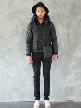 「DETAILS（ディテールズ）のアイテム（モッズコート）」を使った、にっしーさん（メンズ・178cm）の秋コーディネート