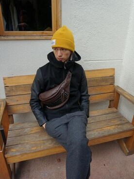 「DETAILS（ディテールズ）のアイテム（スタジャン）」を使った、にっしーさん（メンズ・175cm）の冬コーディネート