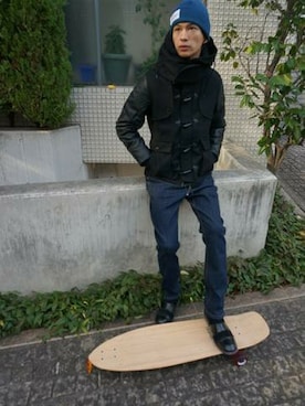「DETAILS（ディテールズ）のアイテム（モッズコート）」を使った、にっしーさん（メンズ・175cm）の冬コーディネート