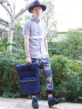 にっしーさんの「ADAM PATEK/gentil/ROLL TOP BACKPACK」を使ったコーディネート