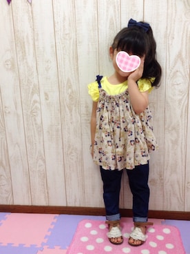 「petit main（プティマイン）のアイテム（キャミソール）」を使った、＊sora＊さん（キッズ・90cm）の夏コーディネート