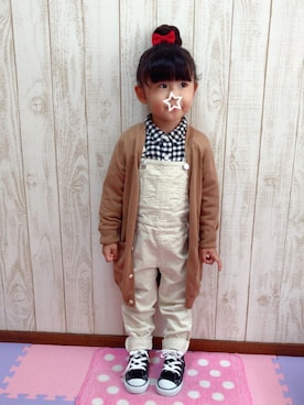 「GLOBAL WORK（グローバルワーク）のアイテム（オールインワン・サロペット）」を使った、＊sora＊さん（キッズ・90cm）の秋コーディネート