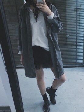 「PULL&BEAR（プルアンドベア）のアイテム（その他シューズ）」を使った、NN娜塔鲨さん（レディース・160cm）の秋コーディネート