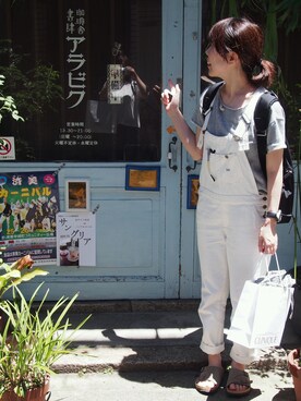 「ゆるカジ」｜「アイテム（オールインワン・サロペット）」を使った、あか＊さん（レディース・161cm）の夏コーディネート