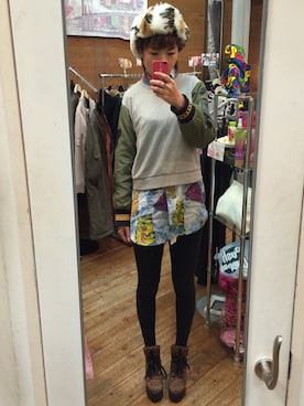 「UNIF（ユニフ）のアイテム（シューズ）」を使った、saoriadrenaさん（レディース・165cm）の冬コーディネート