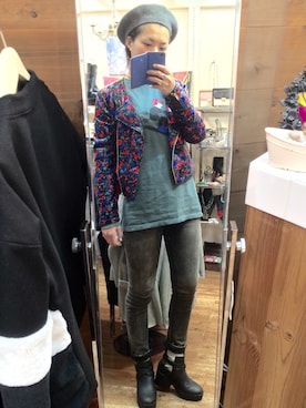 「OBEY」｜「アイテム（ブルゾン）」を使った、saoriadrenaさん（レディース・165cm）の冬コーディネート