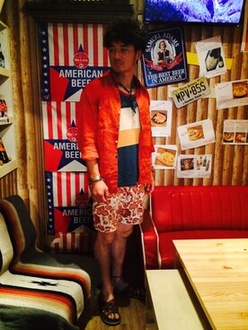 「MANASTASH（マナスタッシュ）のアイテム（タンクトップ）」を使った、you。さん（メンズ・178cm）の夏コーディネート