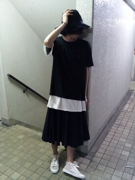 「Yohji Yamamoto（ヨウジヤマモト）のアイテム（スカート）」を使った、RUOHOLAさん（メンズ・174cm）の夏コーディネート