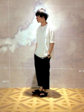 「HAMNETT（ハムネット）のアイテム（サンダル）」を使った、sjさん（メンズ・171cm）の夏コーディネート