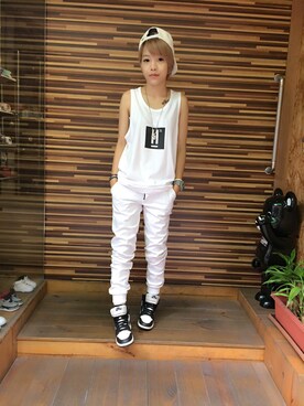 「Hater snapback（ヘイタースナップバック）のアイテム」を使った、DYZさん（レディース・156cm）の夏コーディネート