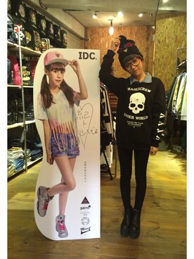 「Hater snapback（ヘイタースナップバック）のアイテム」を使った、DYZさん（レディース・153cm）の冬コーディネート