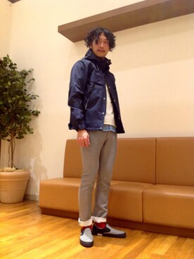 「アイテム（マウンテンパーカー、ブルー系）」を使った、まさちゃいさん（メンズ・177cm）の冬コーディネート