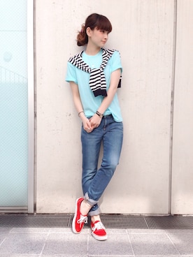 「red」｜「アイテム（パンツ）」を使った、aritanさん（レディース・166cm）の春コーディネート