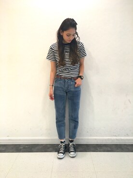 X-girl（エックスガール）の「【X-girl Jean】CUT OFF TAPERED JEAN 