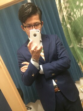 「アイテム（セットアップ、ブルー系）」を使った、ryow_tyshowさん（メンズ・172cm）の秋コーディネート