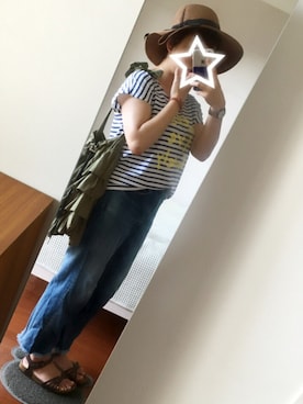 「フリルトート」｜「アイテム（その他）」を使った、つなこさん（レディース・157cm）の夏コーディネート