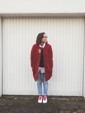 「SUPERGA（スペルガ）のアイテム（シューズ）」を使った、Happisis Chanさん（レディース・170cm）の冬コーディネート