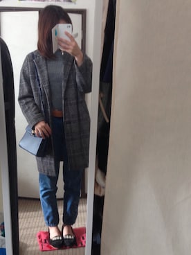「ペタンコ靴」｜「アイテム（モカシン/デッキシューズ）」を使った、sakikoさん（レディース・159cm）の冬コーディネート